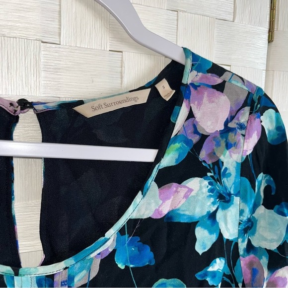 Soft Surroundings Night Bloom Floral Patchwork Dress Blue Women’s Size Small - Picture 7 of 11